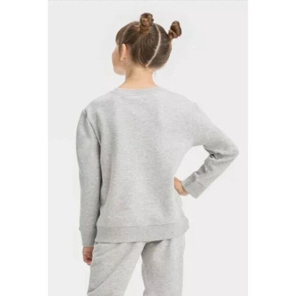 Cat & Jack Girls XL Smiley Checkerboard Sweatshirt Gray Crewneck Pullover Fleece - Picture 2 of 8